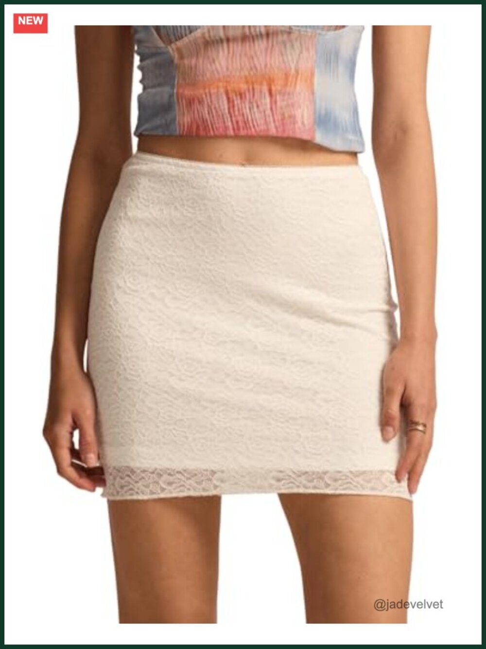 Lace High-Waisted Pencil Mini Skirt with Inner Lining